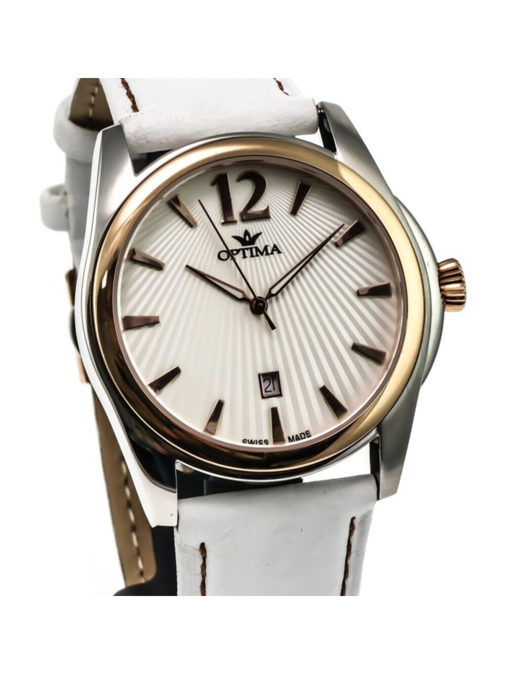 Optima Swiss Watch 44mm PVD Rose Gold Stainless Steel Quartz 3ATM OSM247-SRL-1